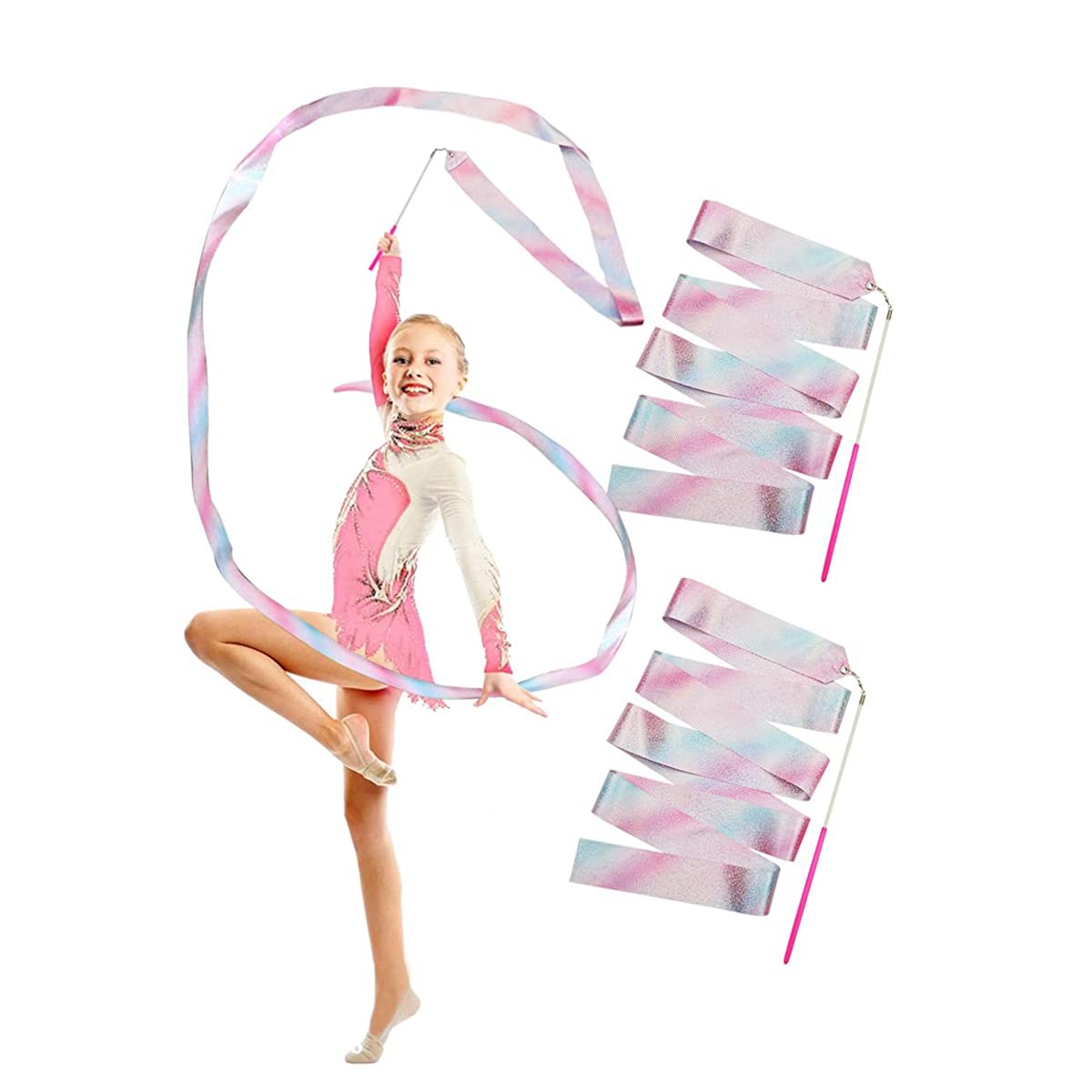 HASTHIP 2-Pack Sports Ribbons with Sticks, Dance Belts with Bar Kids 2m, Rhythmic Gymnastics Belts, Dance Gymnastics Belts, Dance Belts, Rainbow Swing Belts, Spin Belts, Kids Gymnastics Belts HASTHIP 2-Pack Sports Ribbons with Sticks, Dance Belts with Bar Kids 2m, Rhythmic Gymnastics Belts, Dance Gymnastics Belts, Dance Belts, Rainbow Swing Belts, Spin Belts, Kids Gymnastics Belts
